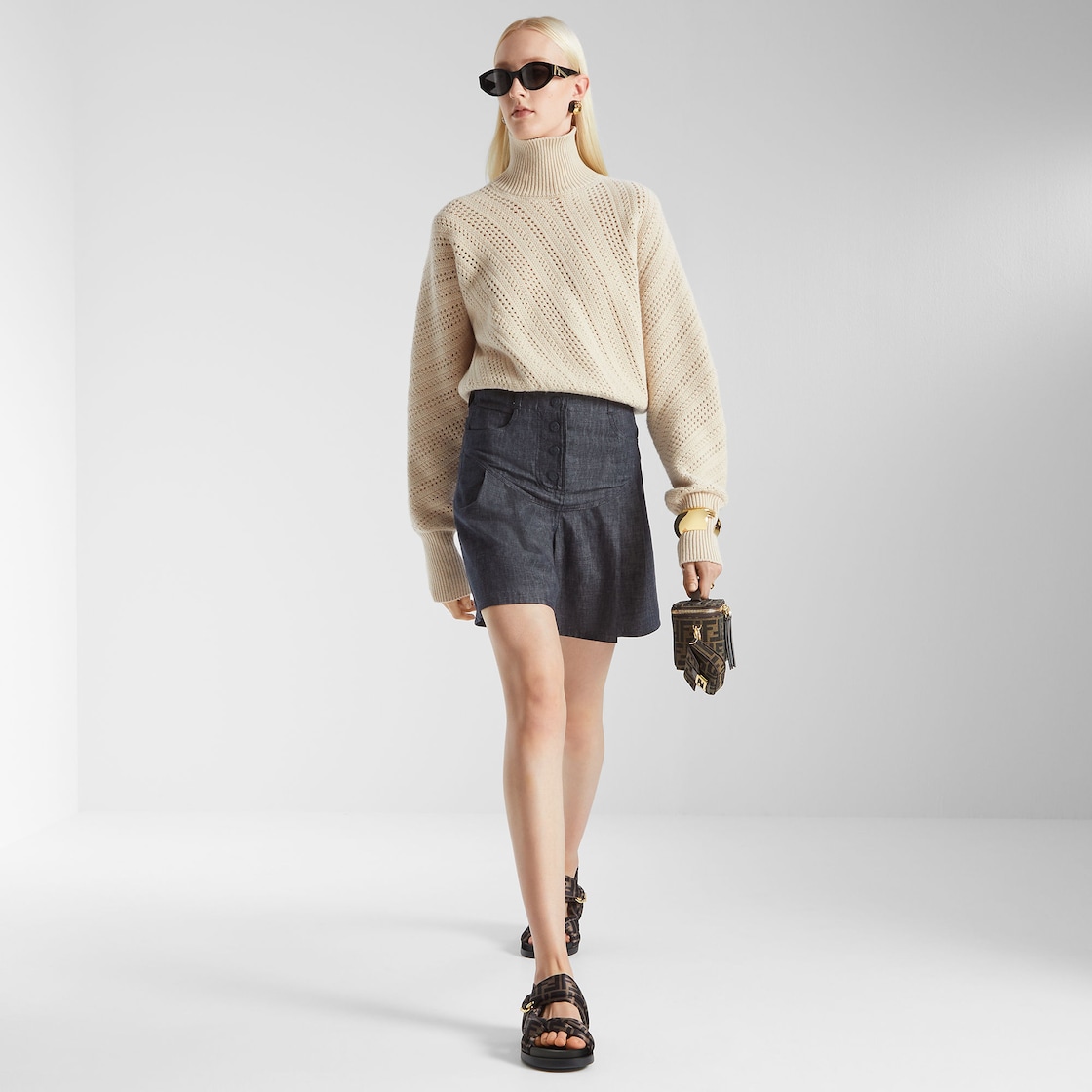 FENDI Fendi Vanity Tobacco brown FF jacquard fabric mini-bag - Image 4